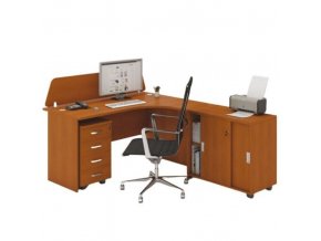 Sestava kancelářského nábytku MIRELLI A+, typ F, pravá, třešeň