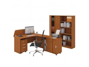 Sestava kancelářského nábytku MIRELLI A+, typ C, pravá, třešeň