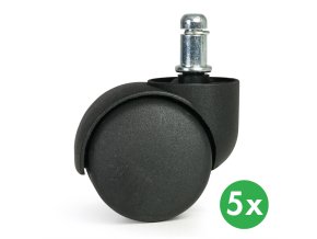 Kolečka pro kancelářské židle, 50 mm, pro měkké podlahy, sada 5 ks