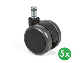Kolečka pro kancelářské židle, 60 mm, pro tvrdé podlahy, sada 5 ks