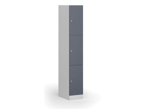 satni skrinka s uloznymi boxy 3 boxy 1850 x 300 x 500 mm demont cylindricky zamek tmave sede dvere 111130