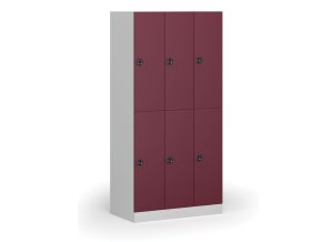 Šatní skříňka s úložnými boxy, 6 boxů, 1850 x 900 x 500 mm, kódový zámek, červené dveře