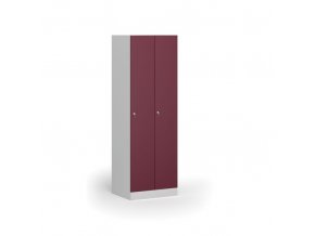 Kovová šatní skříňka, 2-dveřová, 1850 x 600 x 500 mm, cylindrický zámek, červené dveře