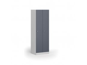Kovová šatní skříňka, 2-dveřová, 1850 x 600 x 500 mm, otočný zámek, tmavě šedé dveře