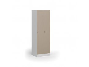 Kovová šatní skříňka, 2-dveřová, 1850 x 600 x 500 mm, otočný zámek, béžové dveře