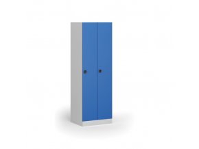 Kovová šatní skříňka, 2-dveřová, 1850 x 600 x 500 mm, kódový zámek, modré dveře