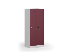 Snížená šatní skříňka, 2 oddíly, 1500 x 600 x 500 mm, RFID zámek, červené dveře