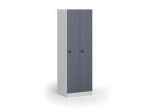 Kovová šatní skříňka, 2 oddíly, 1850 x 600 x 500 mm, RFID zámek, tmavě šedé dveře