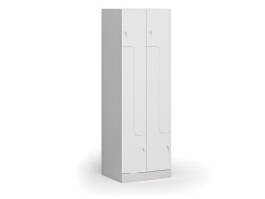 kovova satni skrinka z 4 oddily 1850 x 600 x 500 mm demont cylindricky zamek laminovane dvere bila 111010