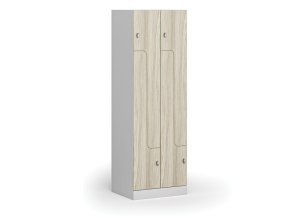 kovova satni skrinka s1 z 4 oddily 1850 x 600 x 500 mm demont otocny zamek laminovane dvere dub prirodni 110987