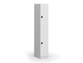 satni skrinka s uloznymi boxy 2 boxy 1850 x 300 x 500 mm demont kodovy zamek laminovane dvere bila 110775