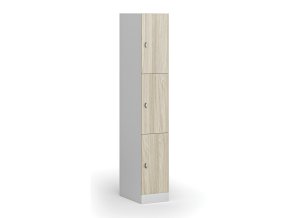 satni skrinka s uloznymi boxy 3 boxy 1850 x 300 x 500 mm otocny zamek laminovane dvere dub prirodni 110804