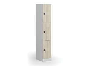 satni skrinka s uloznymi boxy 3 boxy 1850 x 300 x 500 mm kodovy zamek laminovane dvere dub prirodni 110809