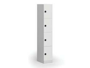 satni skrinka s uloznymi boxy 4 boxy 1850 x 300 x 500 mm demont kodovy zamek laminovane dvere bila 110898