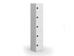 satni skrinka s uloznymi boxy 5 boxu 1850 x 300 x 500 mm demont kodovy zamek laminovane dvere bila 110931