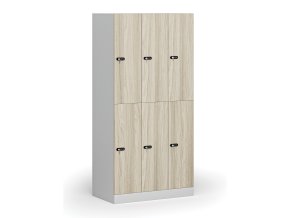 satni skrinka s1 s uloznymi boxy 6 boxu 1850 x 900 x 500 mm demont mechanicky kodovy zamek laminovane dvere dub prirodni 111049