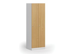 kovova satni skrinka 2 oddily 1850 x 600 x 500 mm demont cylindricky zamek laminovane dvere buk 111061