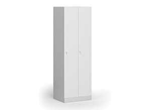 kovova satni skrinka 2 oddily 1850 x 600 x 500 mm demont cylindricky zamek laminovane dvere bila 111063