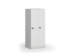 snizena satni skrinka 2 oddily 1500 x 600 x 500 mm mechanicky kodovy zamek laminovane dvere bila 111107