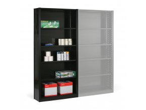 plechovy regal se zadni stenou 2100 x 1000 x 300 mm cerny pridavny 67035