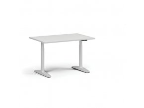 Výškově nastavitelný stůl OBOL, elektrický, 675-1325 mm, deska 1200x800 mm, bílá zaoblená podnož, bílá