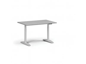 Výškově nastavitelný stůl OBOL, elektrický, 675-1325 mm, deska 1200x800 mm, bílá zaoblená podnož, šedá