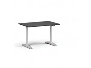 Výškově nastavitelný stůl OBOL, elektrický, 675-1325 mm, deska 1200x800 mm, bílá zaoblená podnož, grafit