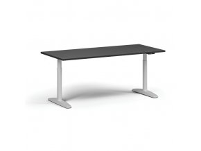 Výškově nastavitelný stůl OBOL, elektrický, 675-1325 mm, deska 1800x800 mm, bílá zaoblená podnož, grafit