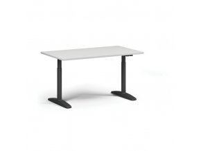 Výškově nastavitelný stůl OBOL, elektrický, 675-1325 mm, deska 1400x800 mm, černá zaoblená podnož, bílá