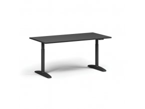 Výškově nastavitelný stůl OBOL, elektrický, 675-1325 mm, deska 1600x800 mm, černá zaoblená podnož, grafit