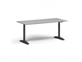 Výškově nastavitelný stůl OBOL, elektrický, 675-1325 mm, deska 1800x800 mm, černá zaoblená podnož, šedá