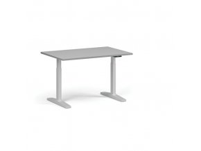 Výškově nastavitelný stůl, elektrický, 675-1325 mm, deska 1200x800 mm, bílá podnož, šedá