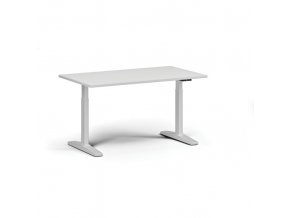 Výškově nastavitelný stůl, elektrický, 675-1325 mm, deska 1400x800 mm, bílá podnož, bílá