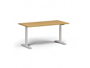 Výškově nastavitelný stůl, elektrický, 675-1325 mm, deska 1600x800 mm, bílá podnož, buk