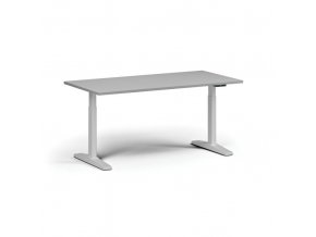 Výškově nastavitelný stůl, elektrický, 675-1325 mm, deska 1600x800 mm, bílá podnož, šedá