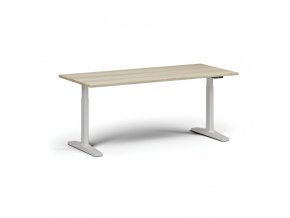 Výškově nastavitelný stůl, elektrický, 675-1325 mm, deska 1800x800 mm, bílá podnož, dub přírodní