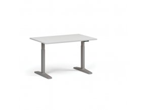 Výškově nastavitelný stůl, elektrický, 675-1325 mm, deska 1200x800 mm, šedá podnož, bílá