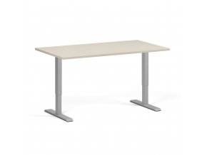 Výškově nastavitelný stůl, elektrický, 675-1325 mm, deska 1400x800 mm, šedá podnož, bříza