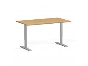 Výškově nastavitelný stůl, elektrický, 675-1325 mm, deska 1400x800 mm, šedá podnož, buk