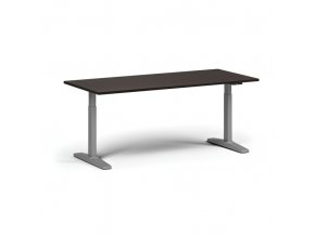 Výškově nastavitelný stůl, elektrický, 675-1325 mm, deska 1800x800 mm, šedá podnož, wenge