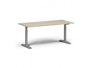 Výškově nastavitelný stůl, elektrický, 675-1325 mm, deska 1800x800 mm, šedá podnož, dub přírodní