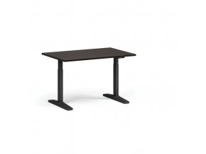 Výškově nastavitelný stůl, elektrický, 675-1325 mm, deska 1200x800 mm, černá podnož, wenge