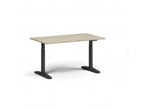 Výškově nastavitelný stůl, elektrický, 675-1325 mm, deska 1400x800 mm, černá podnož, dub přírodní