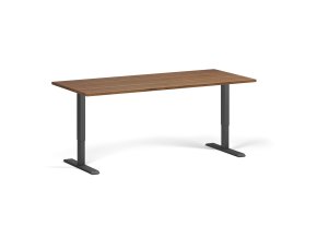Výškově nastavitelný stůl, 180x80 cm, 2 motory, černá podnož, ořech