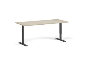 Výškově nastavitelný stůl, 180x80 cm, 2 motory, černá podnož, dub přírodní