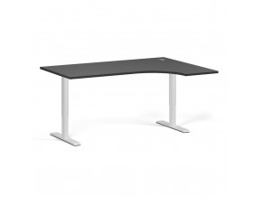 Výškově nastavitelný stůl, elektrický, 675-1325 mm, rohový pravý, deska 1600x1200 mm, bílá podnož, grafit