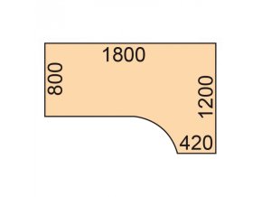 Výškově nastavitelný stůl, elektrický, 675-1325 mm, rohový pravý, deska 1800x1200 mm, šedá podnož, bříza