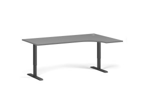 Rohový výškově nastavitelný stůl, 180x120 cm, 2 motory, L/P, černá podnož, grafit