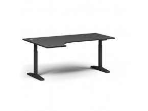 Výškově nastavitelný stůl, elektrický, 675-1325 mm, rohový levý, deska 1800x1200 mm, černá podnož, grafit