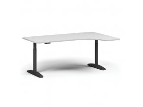 Výškově nastavitelný stůl OBOL, elektrický, 675-1325 mm, levý/pravý, deska 1800x1200 mm, černá zaoblená podnož, bílá